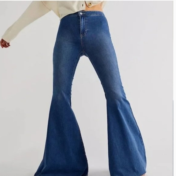 Free People Denim - NWT Free People Just Float On Flare Jeans  Jericho Blue 31 High Rise Bell Bottom